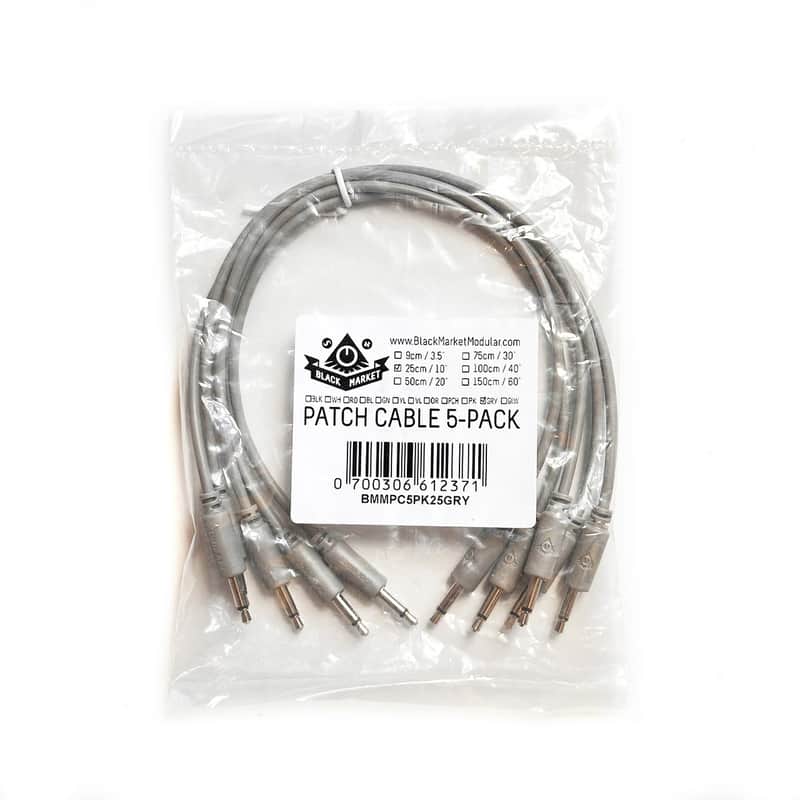 Black Market Modular Eurorack Patch Cables (25cm - Grey - 5 Pack) image 1