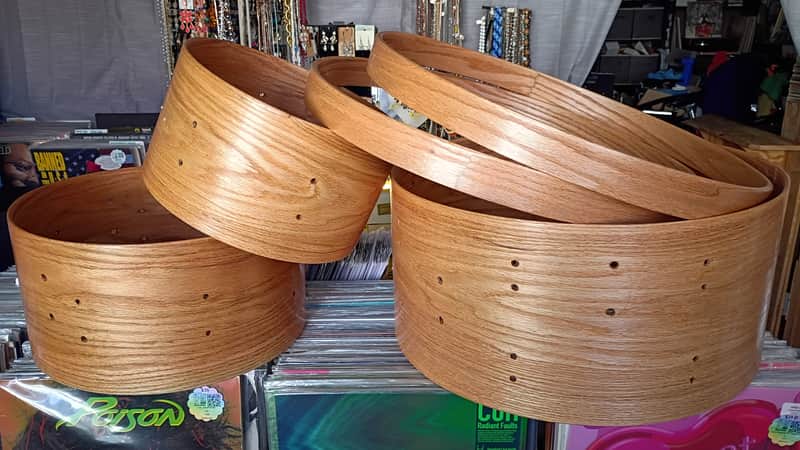 Red Oak Steam bent Semi-Solid Slim Bare Project shell Drum Set by Erie Drums image 1