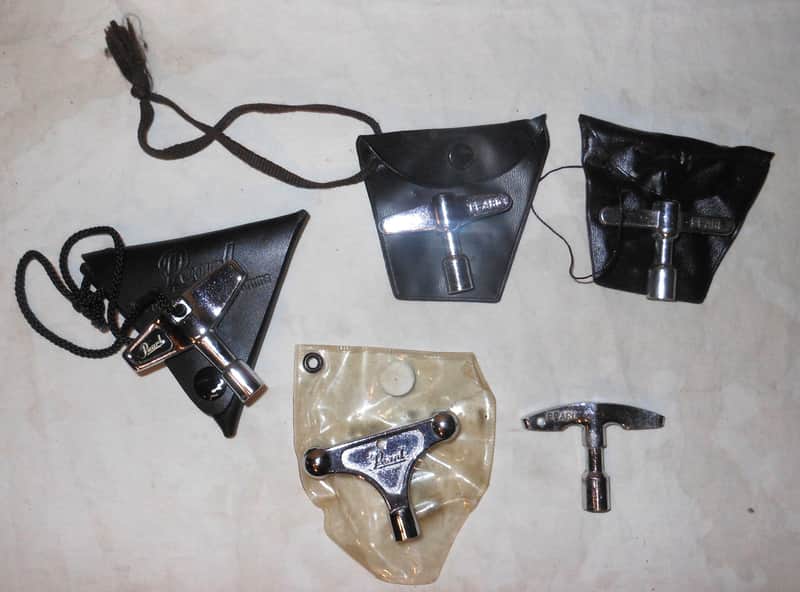 FIVE Vintage 1960's,70's,80's Pearl Drum Keys with Pearl Logos image 1