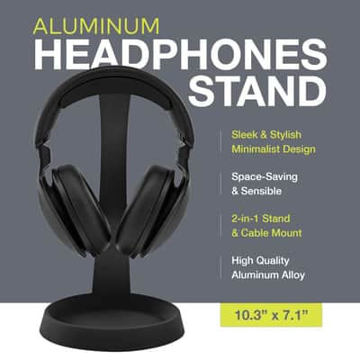 Knox Gear Aluminum Headphone Stand for Desk with Solid Base Mount (Black) image 3