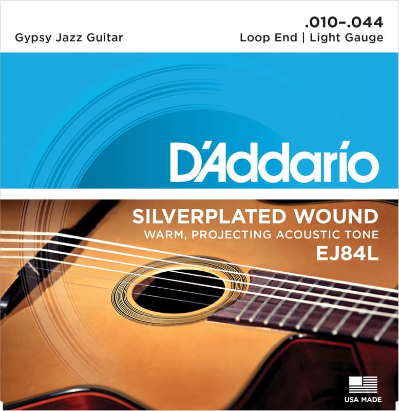 3 Sets D'Addario EJ84L Gypsy Jazz Acoustic Guitar Strings  Django Loop End Light 10-44 image 1