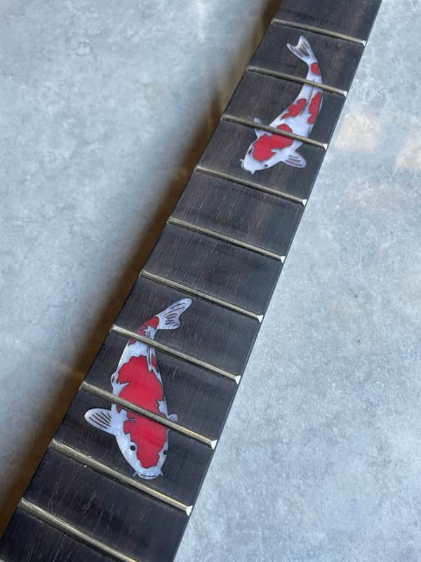 Maple Guitar Neck Rosewood Fretboard koi fish inlay -22frets image 1