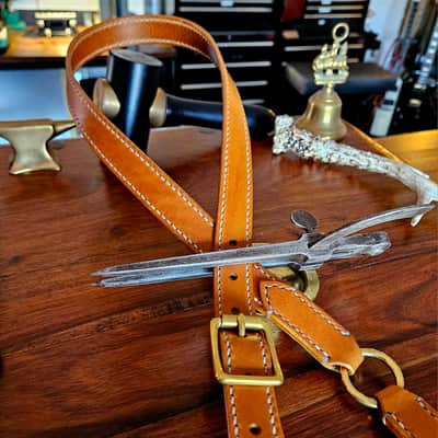 "Frodo" - Elegant hand stitched leather guitar strap with decorative ring image 18