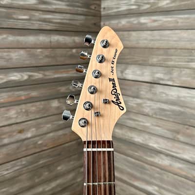Aria  Pro II Jet B Tone Electric Baritone Guitar  - See-Through Vintage White (4702-SR) image 7