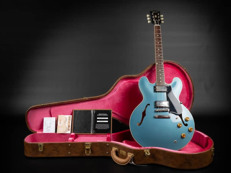 2023 Gibson Custom Shop '59 ES-335 Dot Reissue - Pelham Blue VOS | USA Vintage 1959 Semi-Hollow Custombucker AlNiCo III Unpotted Humbucker 3.39kg | CoA OHSC