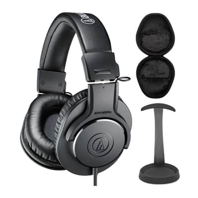 Audio-Technica ATH-M20X Studio Headphones (Black) with Knox Gear Stand and Case image 1
