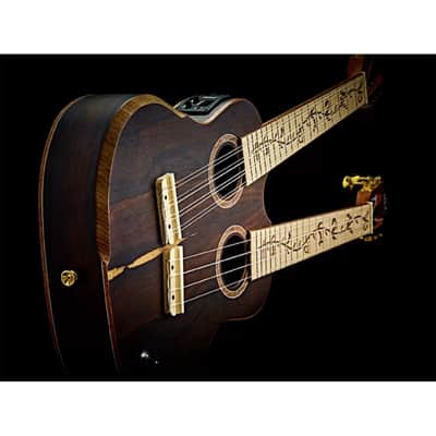 Ortega Custom Built Series Double Neck 4 & 8 String Tenor Acoustic-Electric Ukulele w/ Bag image 5