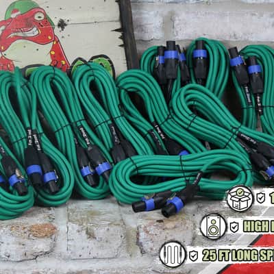 FAT TOAD Speakon to Speakon Speaker Cables (10-Pack) | 25ft DJ Pro Audio Green PA Cords with Twist Lock Connector | 12 AWG Wire for Studio Recording & Stage Gear image 7