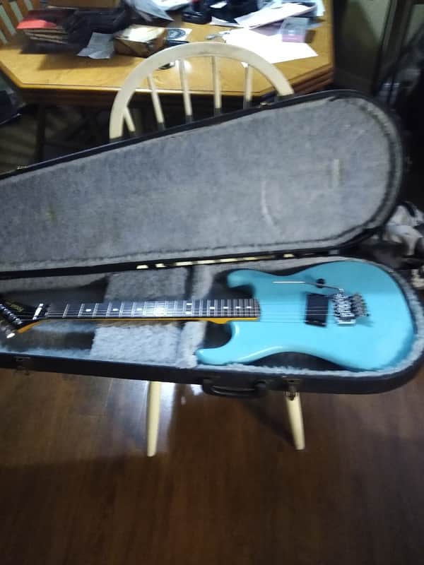Kramer Focus 80s Focus 1000 Banana Headstock 80s Egg Robin Blue image 1