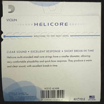 D'Addario H310 4/4M Helicore 4/4 Violin Strings - Medium Standard image 2