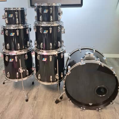 Ludwig  70's Blue and Olive Badge Black Cortex 7 pc shells image 5