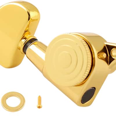 Locking Guitar String Tuning Pegs Tuning Keys Machine Heads Tuners 1:18 Gear Ratio 3L 3R for Electric Guitar or Acoustic Guitar Parts Accessories Half Round Head Gold. image 2
