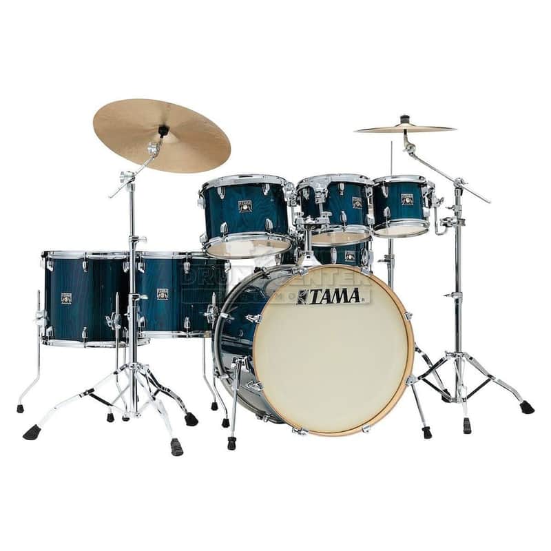 Tama Superstar Classic 7pc Drum Set Gloss Sapphire Lacebark Pine image 1