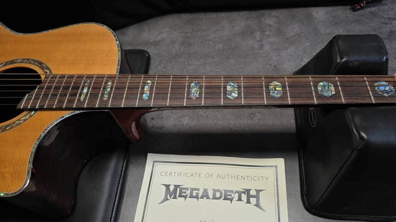 Dave Mustaine's personal Dean Recording Studio Acoustic Guitar Martin D45 Cutaway MEGADETH Artist Signed owned by DAVE MUSTAINE with custom USA tour soft case image 1