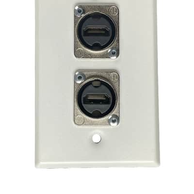 PROCRAFT SPL-2NHDMI-WH 1 Gang White Wall Plate Loaded w/ 2) Neutrik HDMI Feed/Pass Thru image 1