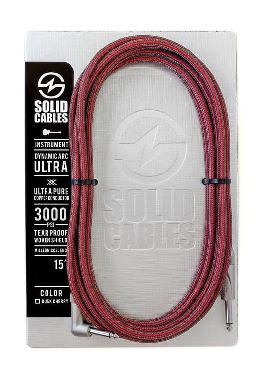 Solid Cables Ultra Instrument Cable 15'  Dusk Cherry image 1