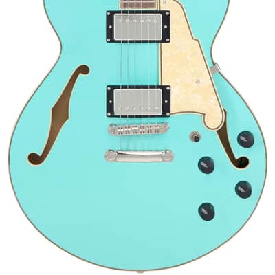 D'Angelico DAPSSSGRNS PREMIER SS Single Cutaway Semi-Hollow Body Maple Neck 6-String Electric Guitar image 5