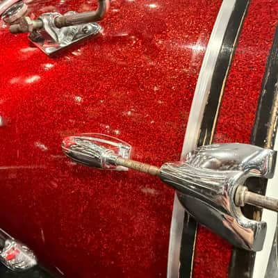 Vintage 60's Gretsch Round Badge 3-Piece 13/16/20 Drum Kit Set in Red Sparkle with Cases (Rm4) image 7