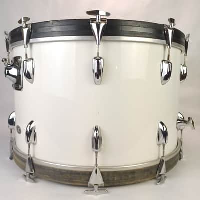 Slingerland 14x24"White Nitron 3Ply 70s Bass Drum Niles Black/Silver Set-o-Matic image 9