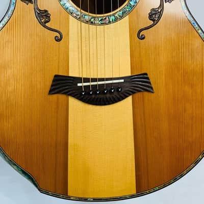 Blueberry  Handmade Acoustic Guitar Grand Concert Built to Order with Paua Shell Arm Rest and Rib Rest image 10