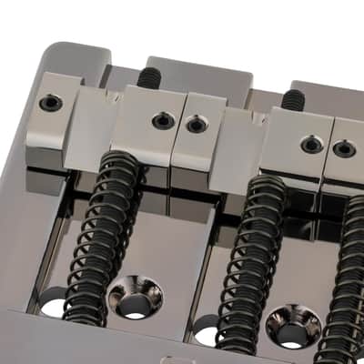 Fender HiMass String-Through 4-String Bass Bridge Assembly With Brass Saddles, Black Chrome image 2