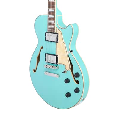 D'Angelico DAPSSSGRNS PREMIER SS Single Cutaway Semi-Hollow Body Maple Neck 6-String Electric Guitar image 4
