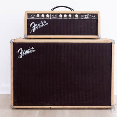 1962 Fender Bassman 6G6-A Tuxedo Brown Panel Blonde Vintage Piggyback Tube Amp w/ Oxford 12M6 image 1
