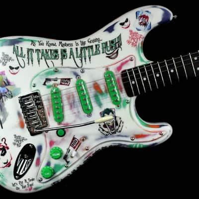Custom Painted and Upgraded Fender Squier Strat - Aged and Worn With Graphics and Matching Headstock image 8