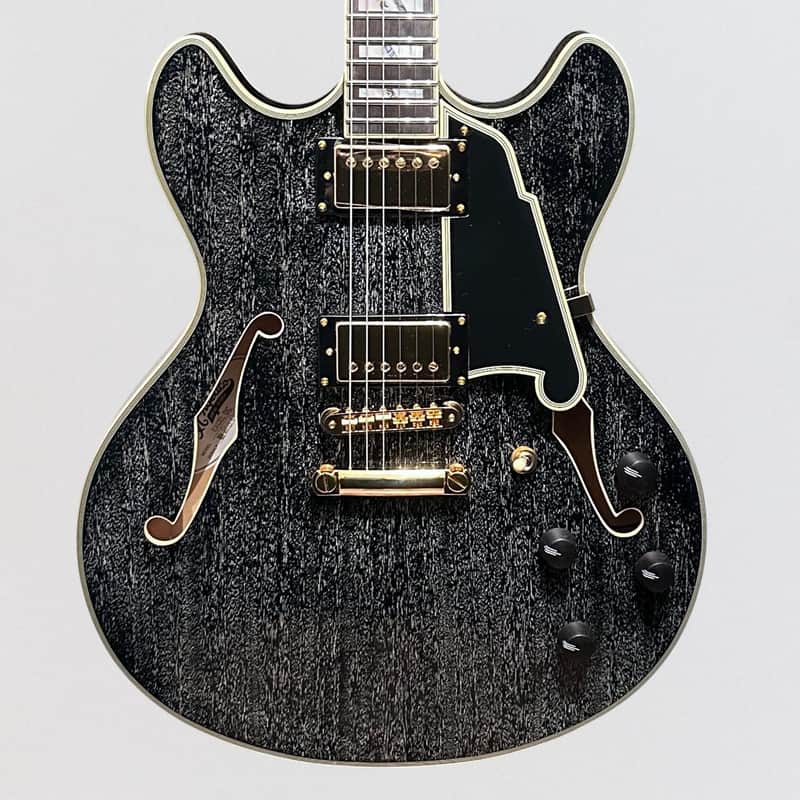 D'Angelico Excel Series DC Semi-Hollow Electric Guitar w/ USA Seymour Duncan Humbuckers - Black Dog