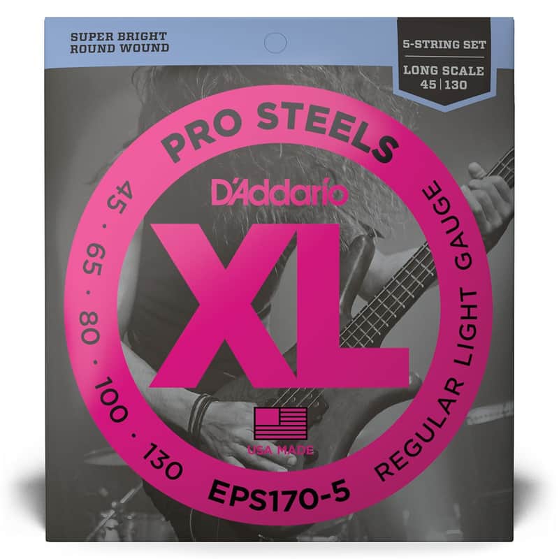 D'Addario D'Addario EPS170 5 Reg Light ProSteels Electric Bass 5 String Bass String Set image 1