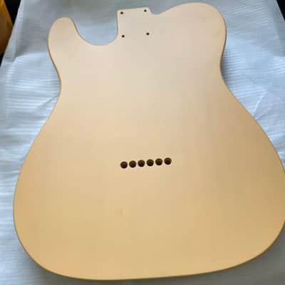 Vintage Yellow Cream Alder Tele Style Guitar Body, Nitro Satin Finish image 4