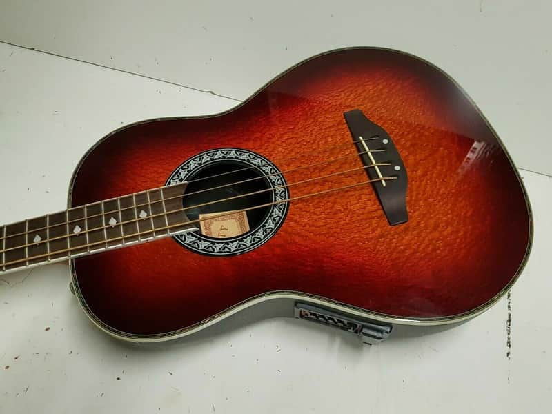 Long Scale Round Back Electro Acoustic Bass - Burled Maple Top image 1