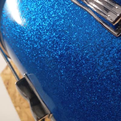 1960s Ludwig 15x12 Blue Sparkle Marching Snare Pre Serial Keystone  3 Ply image 12