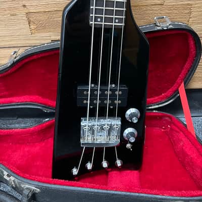 Hondo Alien Headless 4- string bass 1980's -Duke Copy  Black 30.5" scale  w/OHSC image 2