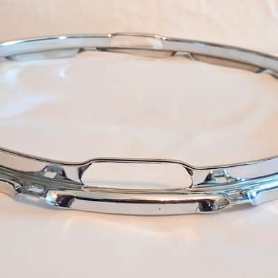 UNMARKED VINTAGE SNARE DRUM HOOPS SET 14"/10L -CHROME- FREE SHIP TO C-USA! image 5