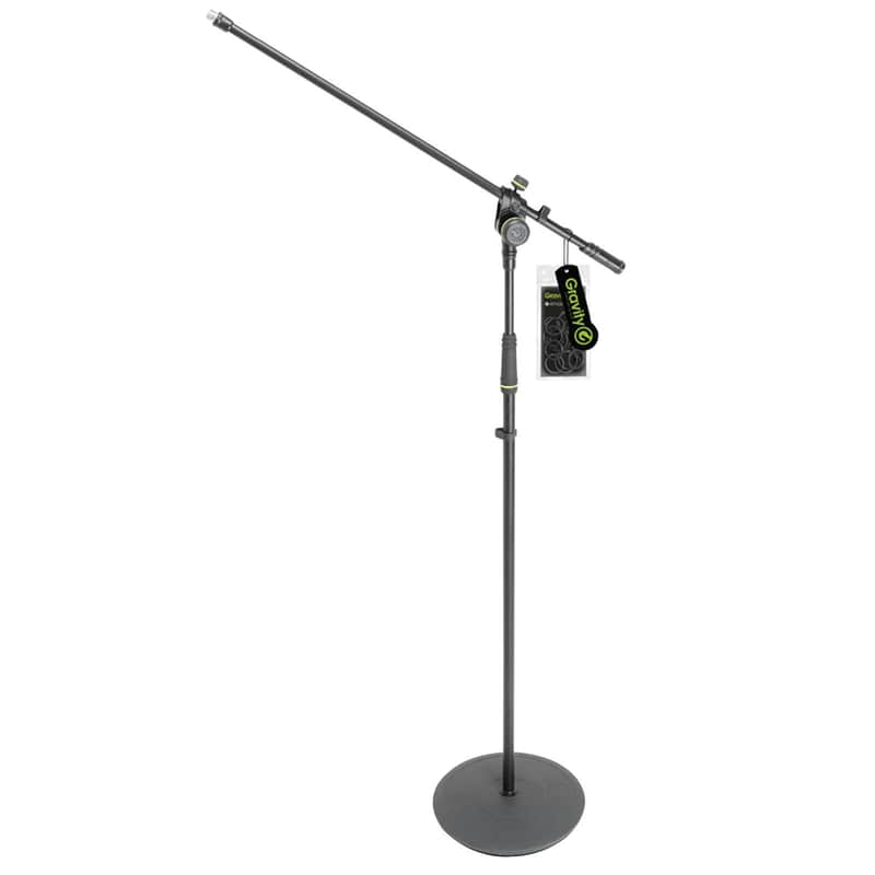 Gravity Stands MS 2321 B Black Round Base Microphone Stand w 2-Point Adjustment Boom image 1