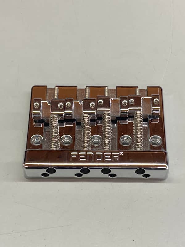 Used Fender 099-4407-000 HiMass 4-String Bass Bridge Assembly with Zinc Saddles 2010s - Chrome image 1