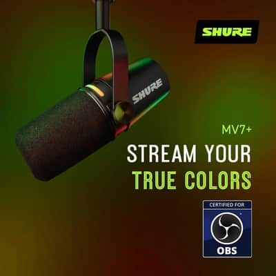 Shure MV7+ Podcast Dynamic Microphone. OBS Certified, Enhanced Audio, LED Touch Panel, USB-C & XLR Outputs, Auto Level Mode, Digital Pop Filter, Reverb Effects, Podcasting, Streaming, Recording -Black image 9