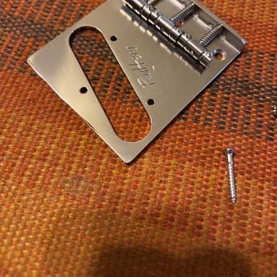 Rutters Modern Tele bridge 2 1/8 titanium saddles image 3