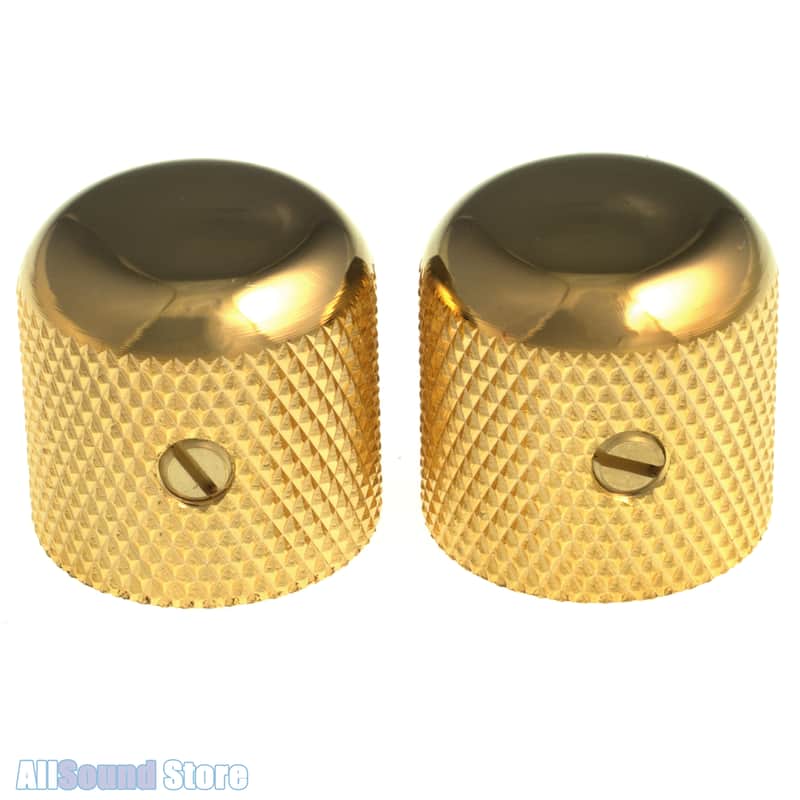 (2) GOTOH Metal Dome Knobs for 1/4" Solid Shaft Pots - GOLD image 1