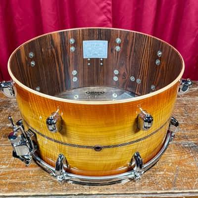 Tama Star Reserve 8x15 Maple/Bubinga Snare Drum Caramel Olive Ash Burst TMBS158S-OCOB image 9