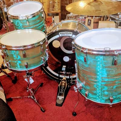 Q Drum Co. Copper 4pc Shell Pack Patina Drum Set image 12