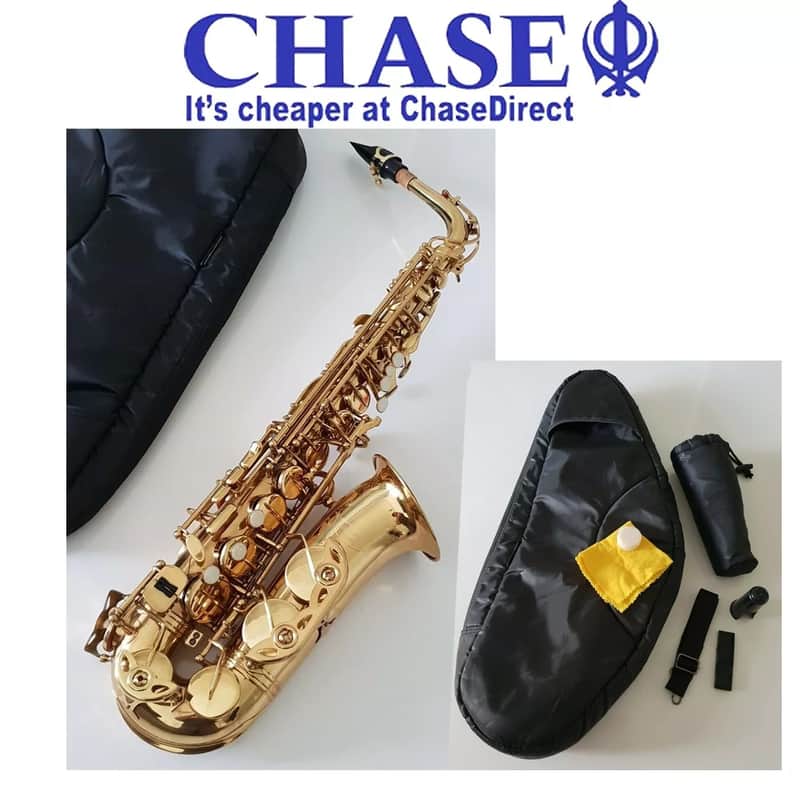 Alto Saxophone - Sax in Eb Gold Finish & Soft Case Complete Outfit By Chase~ image 1