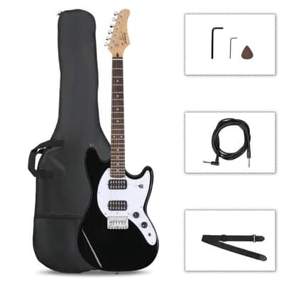 Glarry Full Size 6 String H-H Pickups GMF Electric Guitar with Bag Strap Connector Wrench Tool Black image 1
