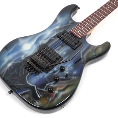 1985 Kramer Pacer Imperial - Graphic Night Scene - Banana Headstock! - Original Case & Hang Tag - Guitar Art image 9