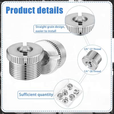 6 Pieces Mic Stand Adapter 5/8 Inch Male to 1/4 Inch Female Mic Screw Thread Adapter for Tripod Microphone Stands Mount to Camera Tripod, Silver image 3