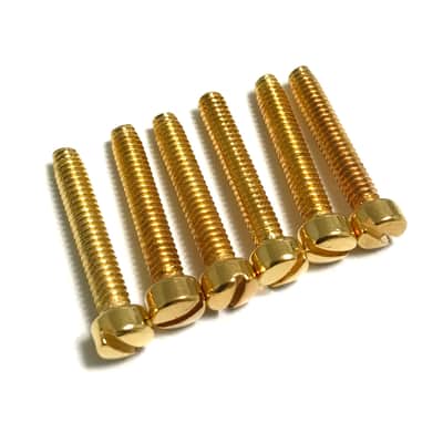 US Humbucker / P90 Guitar Pickup Pole Piece Fillister Screws Gold 6pcs image 2