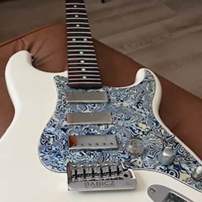 920D Custom+ Triple Lollar Mini Humbuckers + Warmoth Roasted Maple Neck + 7Way Switching +Blue Shell Pickguard + Strat Body+ Fender Brushed Chrome Locking Tuners +Babicz "Full Contact Hardware"+ Stainless Steel Frets image 12
