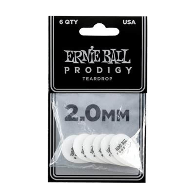 Ernie Ball Ernie Ball Prodigy Picks 6-Pack 2.0Mm White Teardro...
