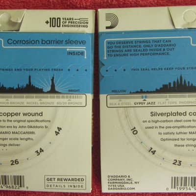 2 SETS D'Addario NOS Gypsy Jazz Light strings 2000's - steel image 4